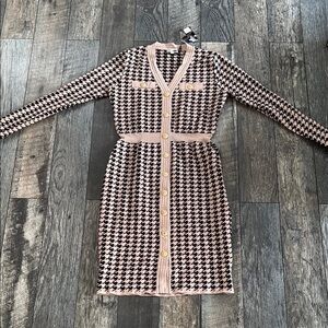 Fashion Nova Black and Pink Houndstooth Dress